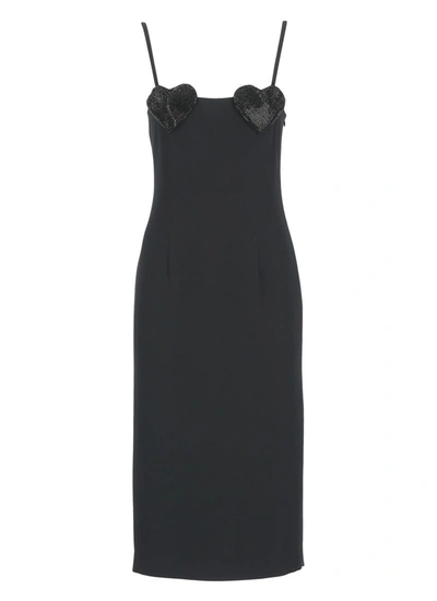 Blumarine Heart Sequin Midi Dress In Black