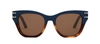 Dior Cat Eye Sunglasses In Shiny Blue / Brown