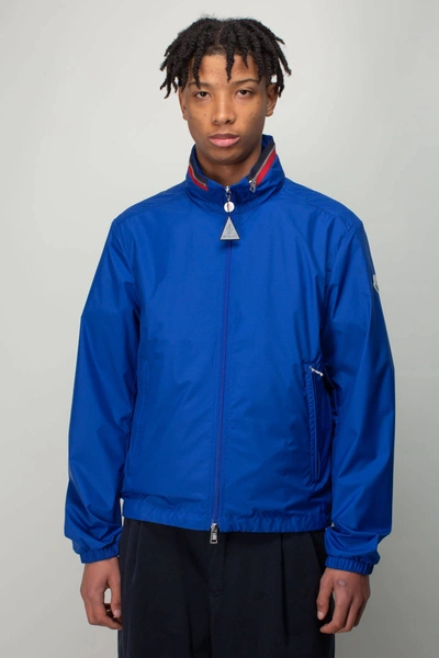 Moncler Mens Blue Farlak Brand-patch Funnel-neck Woven Jacket