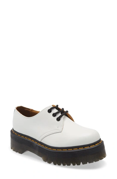 Dr. Martens' 1461 Quad Smooth Leather Platform Oxford In Weiss
