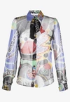 Moschino Abstract Print Silk Blouse In Multicolor