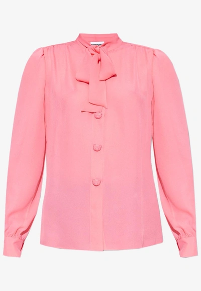 Moschino Pussy-bow Collar Blouse In Pink