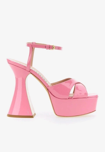 Moschino Patent Leather Platform Sandals In Pink