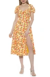 Alexia Admor Gracie Sweetheart Slit Dress In Yellow Garden