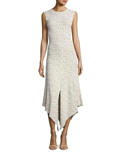 Akris Sleeveless Jacquard A-line Dress, Blanco/nude