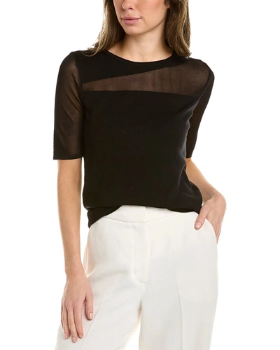 T Tahari Elbow Sleeve Top In Black