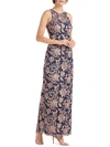 JS COLLECTIONS WOMENS FLORAL EMBROIDERED ILLUSION EVENING DRESS