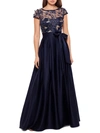 XSCAPE WOMENS SEQUINED FLORAL EVENING DRESS