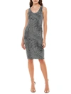 Almost Famous Little Black Dress Womens Metallic Sheath Cocktail And Party Dress In Silver