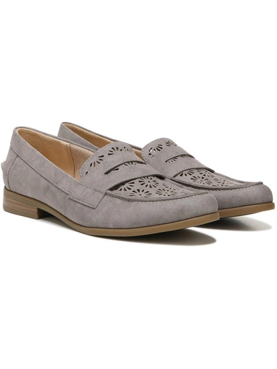 Lifestride Madison Perf Womens Faux Suede Slip On Loafers In Grey