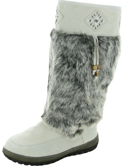 Wanderlust Nika Womens Water Resistant Faux Fur Lined Knee-high Boots In White