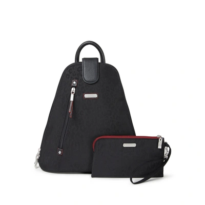 Baggallini New Classic Metro Backpack With Rfid Phone Wristlet In Black Cheetah