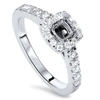 Pompeii3 1/2ct Cushion Halo Diamond Ring Semi Mount 14k White Gold In Multi