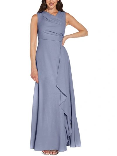 Adrianna Papell Womens Asymmetric-neck Maxi Evening Dress In Multi