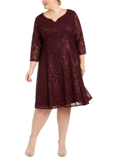 Slny Womens Sequined Lace Cocktail Dress In Red