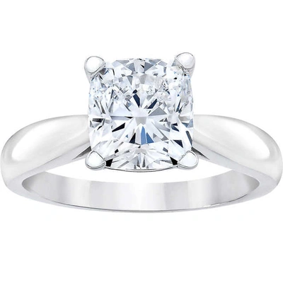 Pompeii3 1 1/2ct Cushion Diamond Solitaire Engagement Ring 14k White Gold Enhanced In Multi