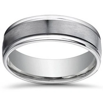 Pompeii3 7mm Brushed Flat Platinum Mens Comfort Fit Wedding Band In Silver