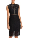 Bardot Knee-length Lace Panel Dress In Black