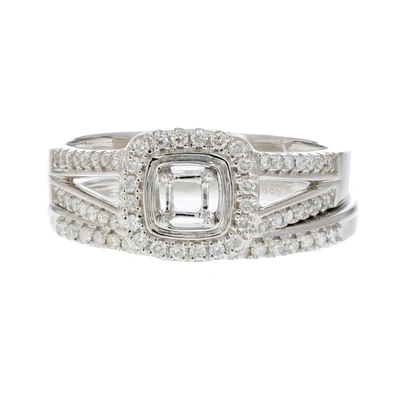 Vir Jewels 1/3 Cttw Semi Mount Diamond Bridal Set With Princess Center Silver Size 7