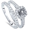 Pompeii3 3/4ct Cushion Halo Engagement Ring Setting & Band 14k White Gold In Multi