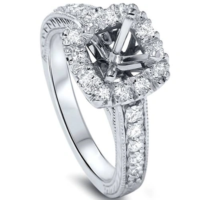 Pompeii3 1/2ct Cushion Cut Halo Diamond Vintage Engagement Ring Setting In Multi