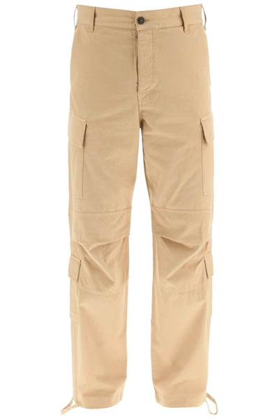 Darkpark Beige Canvas Cargo Trousers