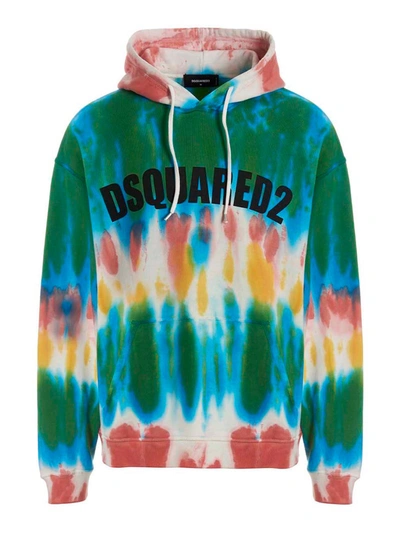 Dsquared2 Logo Tie Dye Sweatshirt Hoodie In Multicolor