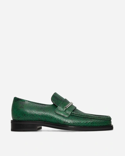 Martine Rose Crocodile-effect Chain-detail Loafers In Green