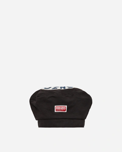 Kenzo Logo-patch Cotton Beret In Black