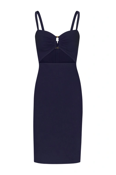 Anemos The Tortoise Cutout Dress In Stretch Linen In Navy