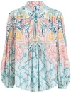 Etro Printed Cotton And Silk-blend Blouse In Light Blue