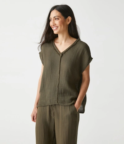 Michael Stars Draya Gauze V-neck Top In Dolma