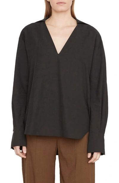 Vince Shaped V-neck Popover Top In Black