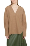Vince Shaped-collar V-neck Popover Top In Sandshell