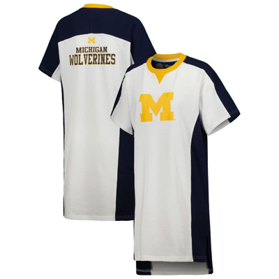 G-iii 4her By Carl Banks White Michigan Wolverines Home Run T-shirt Dress