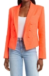 L Agence L'agence Brooke Double Breasted Cropped Tweed Blazer In Bright Orange Je Taime