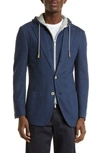 Eleventy Wool Jacket With Hood In Blue
