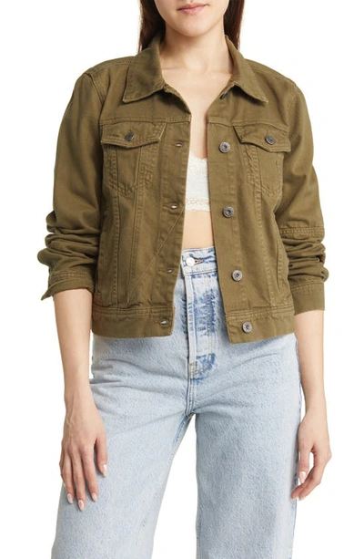 Free People Rumors Denim Jacket In Green