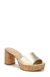 Veronica Beard Daliplatlow Metallic Cork Mule Sandals In Gold