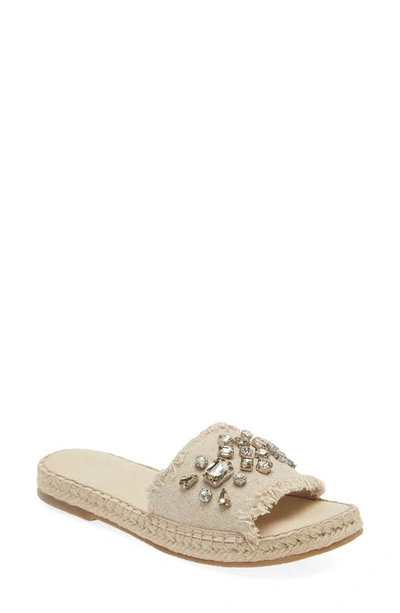 Chocolat Blu Ellis Crystal Slide Sandal In Natural Linen