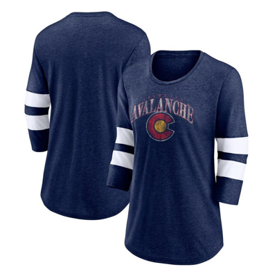 Fanatics Women's  Heather Navy Distressed Colorado Avalanche Special Edition 2.0 Barn Burner 3/4 Slee