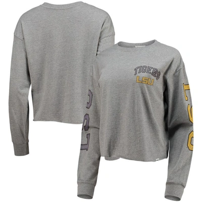 47 ' Heathered Grey Lsu Tigers Ultra Max Parkway Long Sleeve Cropped T-shirt In Heather Grey