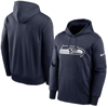 NIKE NIKE COLLEGE NAVY SEATTLE SEAHAWKS FAN GEAR PRIMARY LOGO THERMA PERFORMANCE PULLOVER HOODIE