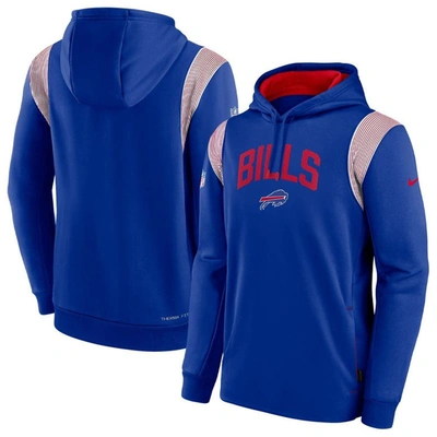 NIKE NIKE ROYAL BUFFALO BILLS SIDELINE ATHLETIC STACK PERFORMANCE PULLOVER HOODIE