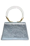 Alexis Bittar Lucite Quad Metallic Leather Small Handbag In Icy Blue/gold
