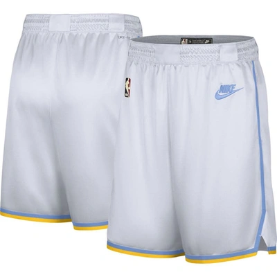 Nike Men's  White Los Angeles Lakers 2022/23 Classic Edition Swingman Performance Shorts In White/blue
