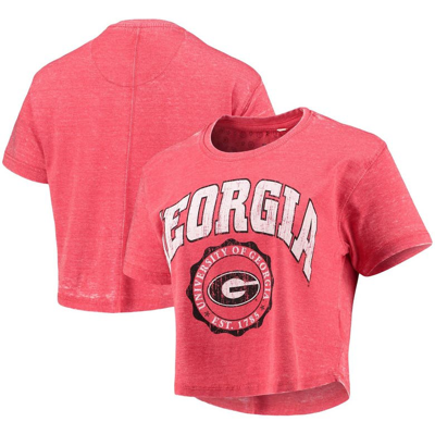 Pressbox Red Georgia Bulldogs Edith Vintage Burnout Crop T-shirt