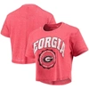 Pressbox Red Georgia Bulldogs Edith Vintage Burnout Crop T-shirt In Red