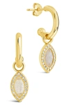 Sterling Forever Calla Cz Charm Drop Hoop Earrings In Gold