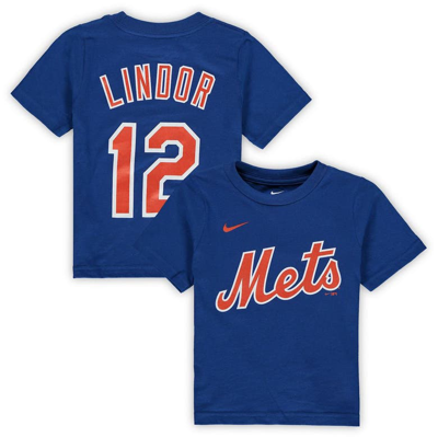 Nike Kids' Toddler  Francisco Lindor Royal New York Mets Player Name & Number T-shirt